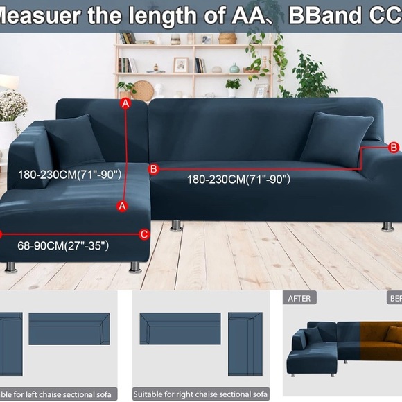 New sectional slip cover, teal color - Picture 7 of 7